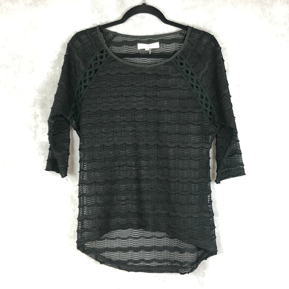 Altar'd State Sheer Lace Mesh Top Black Womens Size XS Boho Goth Dark Academia